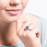 Silver jewelry with sapphire - Ring with a large sapphire