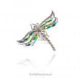 Brooch - dragonfly pendant with marcasites and murano glass