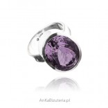 Large silver ring with amethyst Silver jewelry with natural amethyst
