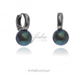 Silver multi-colored pearl earrings