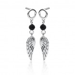 Silver earrings with black onyx wings