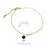 Gold-plated silver bracelet with black spinel