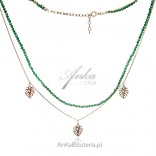 Gold-plated silver necklace with green spinels MONSTER LEAF