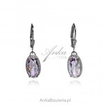 Silver earrings with Swarovski crystal in the Boreale color