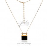 Gold-plated silver necklace with black onyx