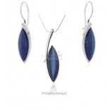 A set of silver jewelry with navy blue ulexite