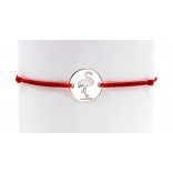 Silver bracelet with a FLAMING on a red string
