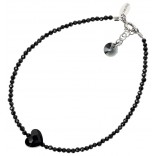Silver bracelet with black spinels and Swarovski crystals - HEART