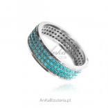 Silver ring with blue turquoise