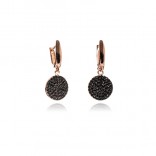 Rose gold-plated silver earrings with black cubic zirconia