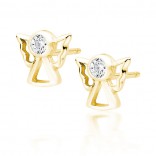 Gold-plated silver angel earrings with cubic zirconia