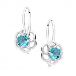 Silver flower earrings with aquamarine zircon
