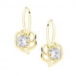 Silver gold-plated flowers with cubic zirconia earrings