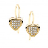 Silver earrings gold-plated hearts with cubic zirconia