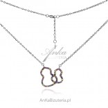 Silver necklace with colorful cubic zirconia "Two bears"