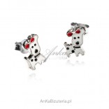 Silver enamel children's earrings DOGS