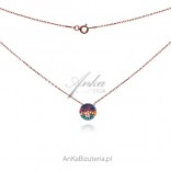 Silver pr necklace. 925 gold-plated with rose gold with colored zircons and turquoise