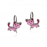 Silver children's pink earrings