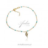 Gold-plated silver bracelet with turquoise blue WING