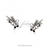 Silver earrings with white cubic zircon BOW