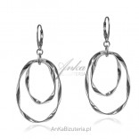 Silver earrings with large oval circles