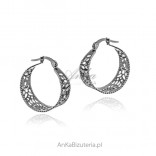 Silver openwork diamond earrings