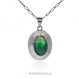 Silver pendant with jade in a simple frame