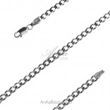 Silver chain ARMORED 1.0 width 3.7 mm rhodium plated 70 cm