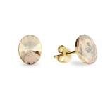 Gold-plated silver earrings pr. 925 Swarovski Oval Studs Gilded in Golden Shadow color