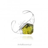 A wonderful silver bracelet with green UNIKAT amber