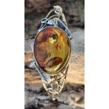 Artistic jewelry silver bracelet with Baltic amber