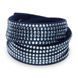 Gallant Grande bracelet made of navy blue Alcantara oras of Swarovski crystals in the color of Aquamarine