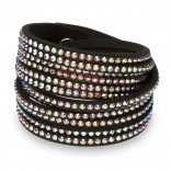Gallant Grande bracelet made of black Alcantara and exclusive Swarovski® crystals in color Aurora Boreale