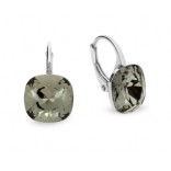 Silver Barete Swarovski earrings in Black Diamond color