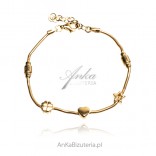 Gold-plated silver bracelet with a serpentine weave HEART, STAR, CLOVER
