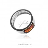 Classic silver jewelry with amber - Silver ring with amber