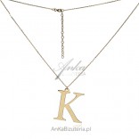 Fashionable silver jewelry Gold-plated necklace with the letter K