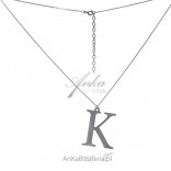 Fashionable silver jewelry Rhodium plated necklace with the letter K