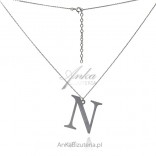 Fashionable silver jewelry Rhodium plated necklace with the letter N