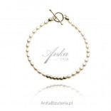 Silver bracelet with pearls, gold-plated with tibon