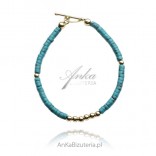 Gold-plated silver bracelet with turquoise blue COIN
