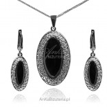 Silver oxidized jewelry Set with black onyx