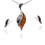 Silver jewelry set with KATIA I amber