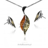 Set of silver jewelry with KATIA II amber