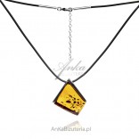 The original silver necklace with amber on a rubber chain