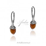 Silver earrings with amber STOMACH