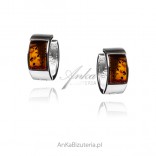 Silver earrings with amber WHEELS