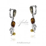 OŚMIORNICE silver earrings with amber