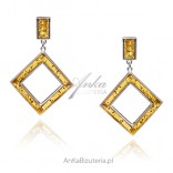 Silver jewelry - original earrings with amber