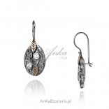 Silver oxidized and gold-plated earrings with FOGLIA cubic zirconia on the earwires